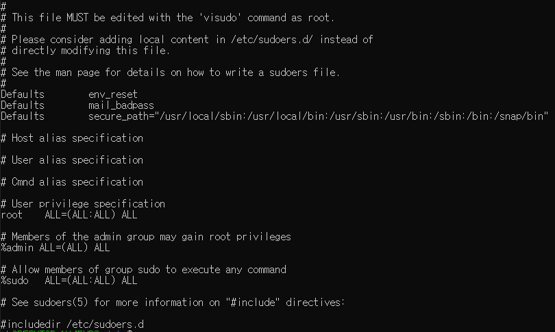 sudo 파일의 내용